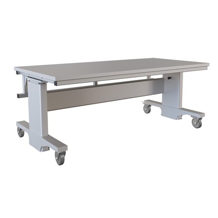 BOSTONTEC Manual Height Adjust Workbench, 36"d X 72"w, 1,200 lb cap, Laminate Top, w/Casters, Black AFH3672-FD36C-3M3672 - B